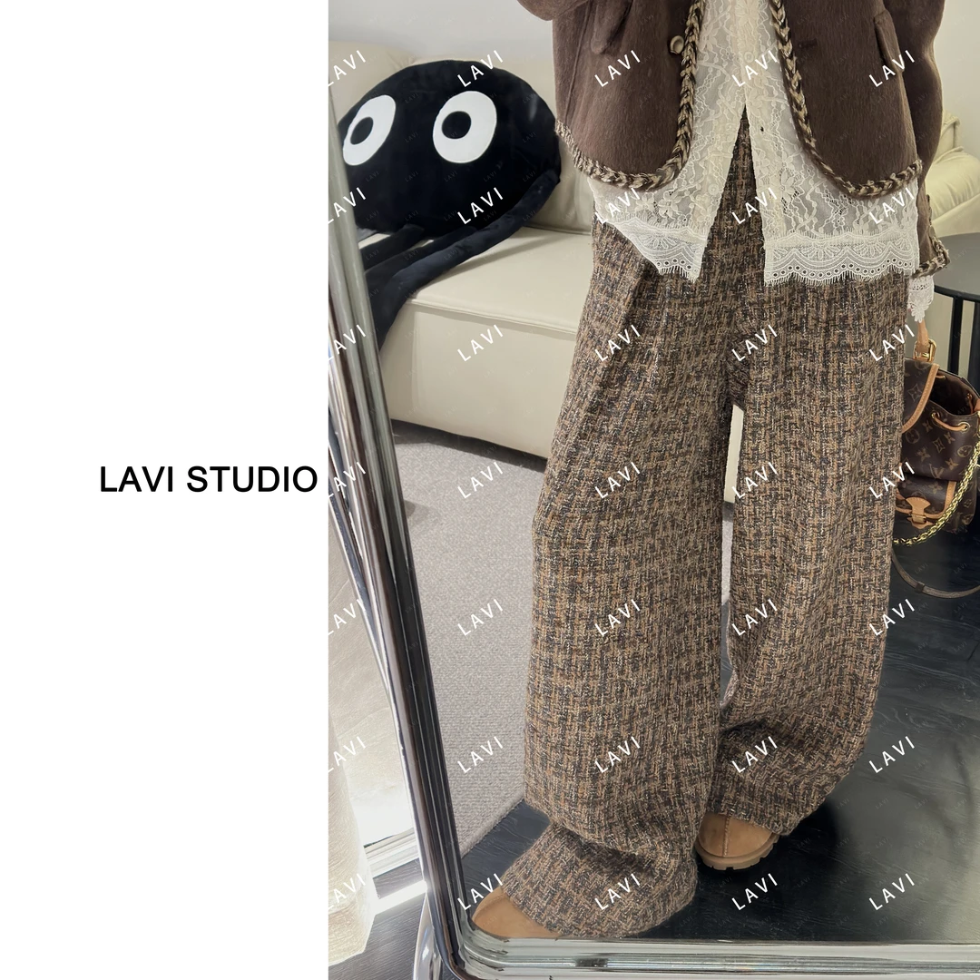 (编织面料易）勾线萧瑟余晖  编织纹理重工宽松休闲长裤 QJ1040