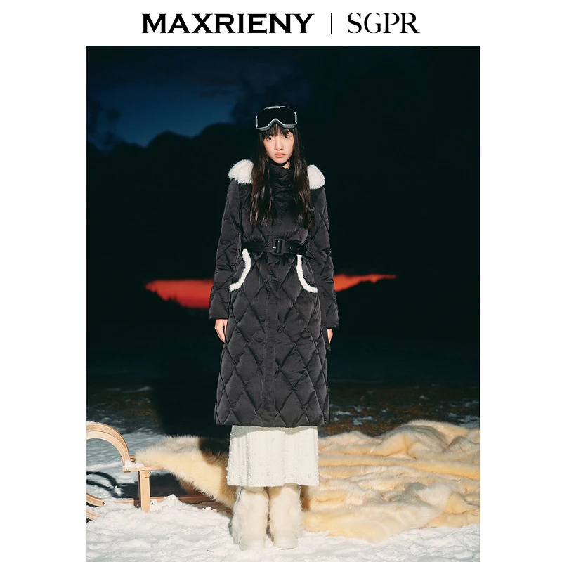 【商场同款】MAXRIENY精致贵雅毛领羽绒服中长款24冬新款保暖外套