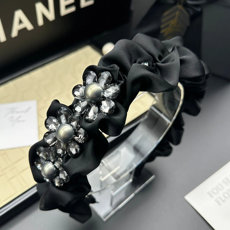 A0138百搭水钻发箍女款新款高端法式高颅顶头饰发卡网红洗脸头箍