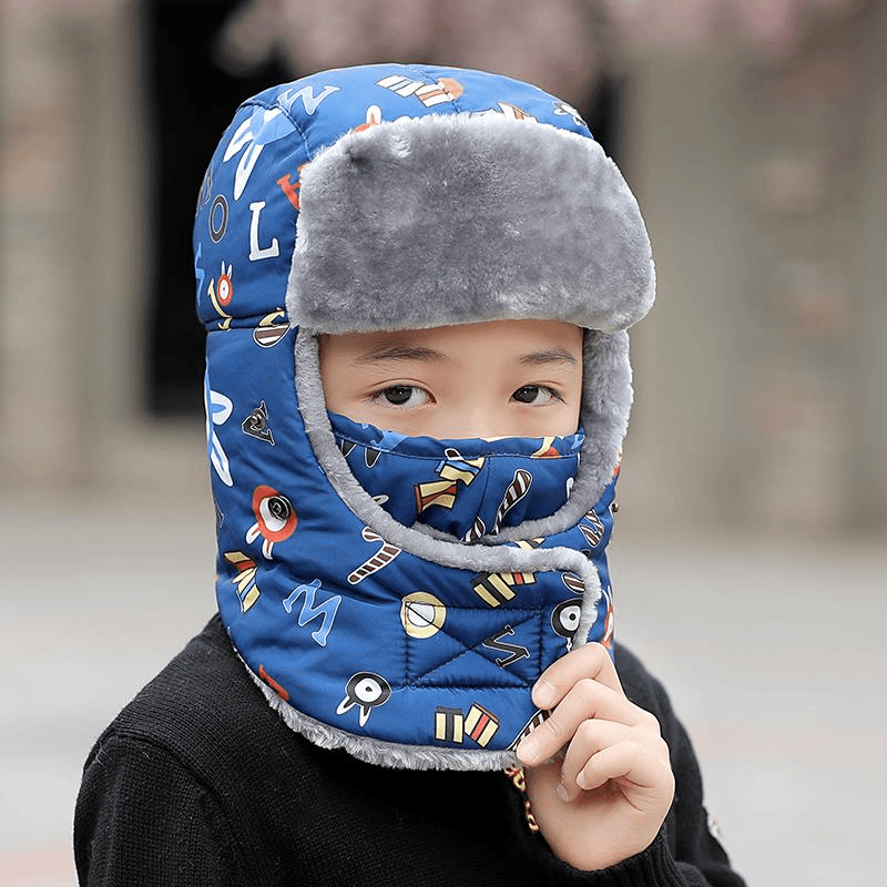 FAVMARTHA 儿童雷锋帽冬天防寒小孩男孩子骑车防风加绒秋冬季男童