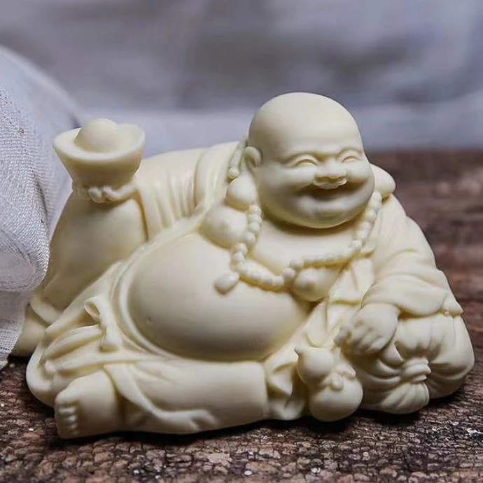 象牙果布袋弥勒佛汽车摆件笑口常开葫芦笑佛家居招财车载装饰品