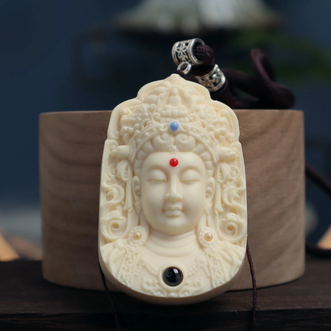 象牙果观音摆件度母观世音菩萨手把件男女佛牌挂件工艺品汽车挂件
