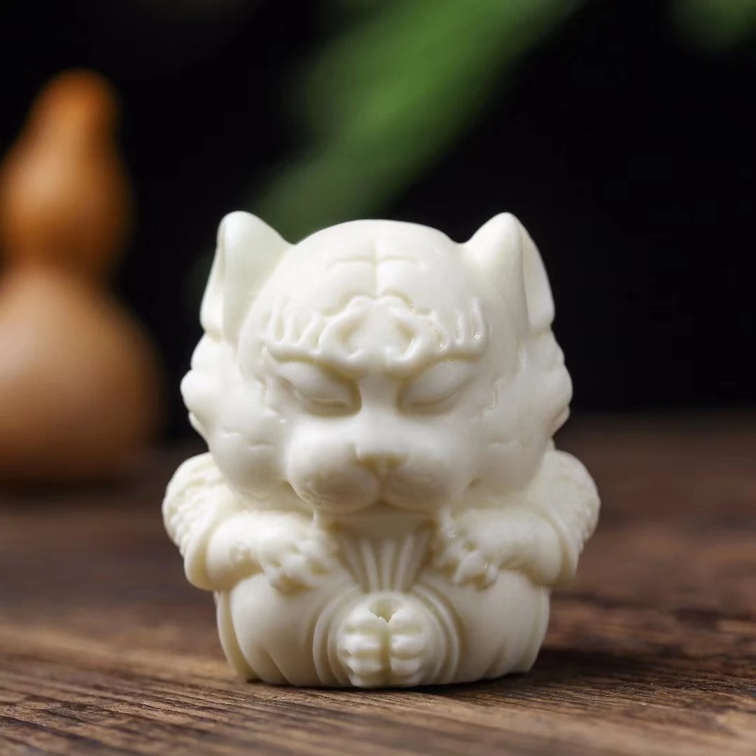 象牙果虎爷香插摆件Q版茶宠工艺品车载可爱香座创意新款艺术实物