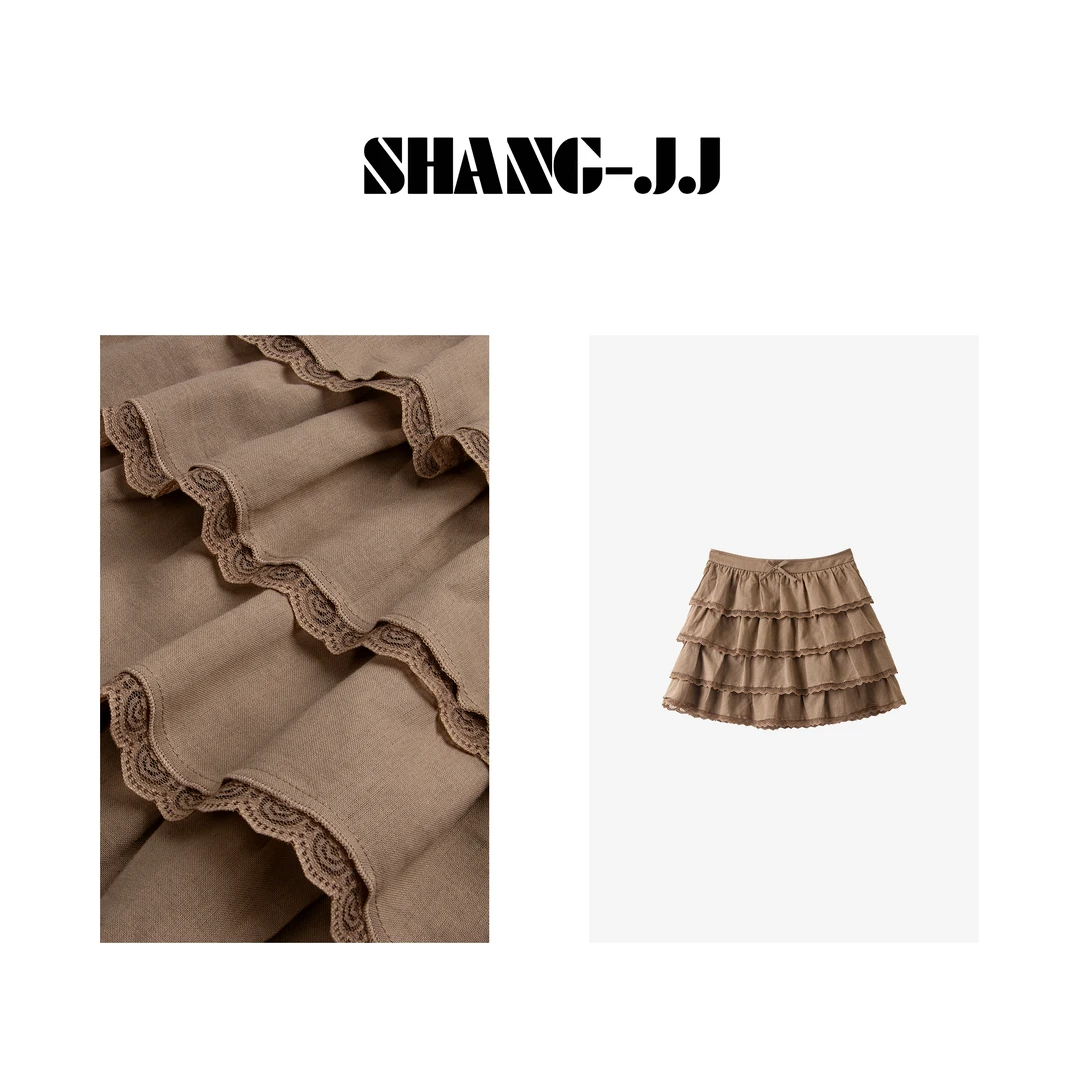 SHANG-JJ【蛋糕短裙】24新款重工蕾丝时尚百搭显瘦半身裙q131330p