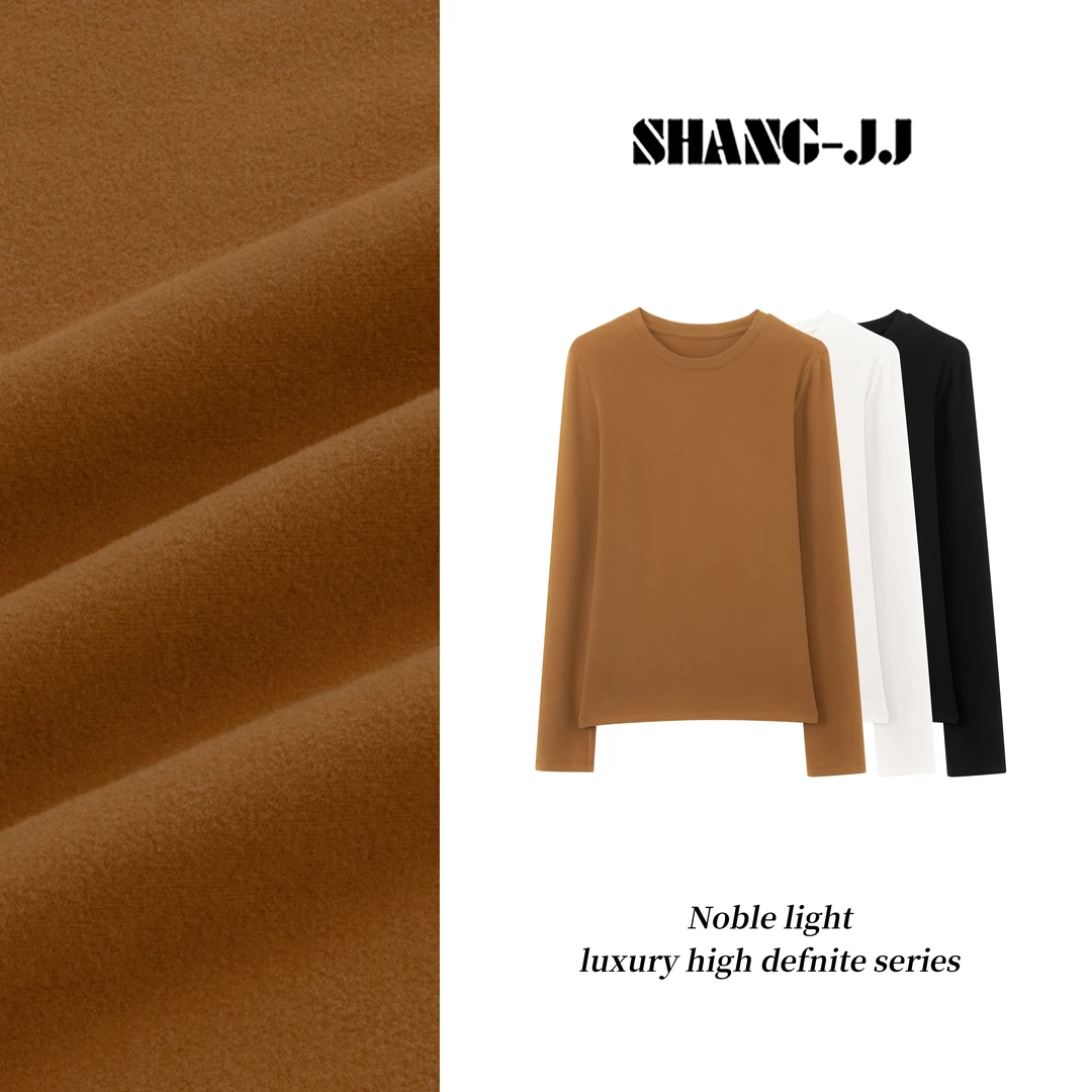 SHANG-JJ【LAN兰T】双面拉毛气质时尚设计感百搭上衣q132947p