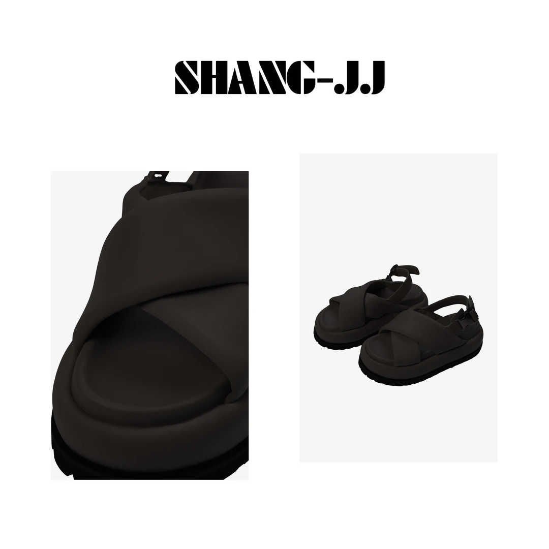 SHANG-JJ【黑巧蛋糕鞋】2024新款踩屎感舒适型百搭凉鞋q131087p