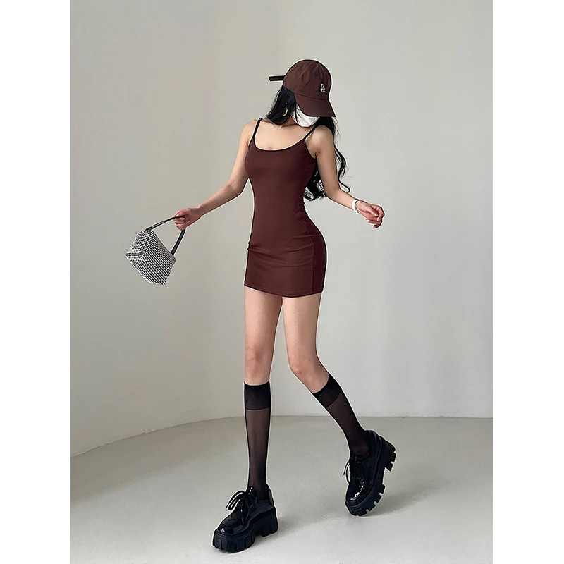 YoungGirlDay纯欲性感基础款紧身显瘦弹力打底吊带连衣裙包臀短裙