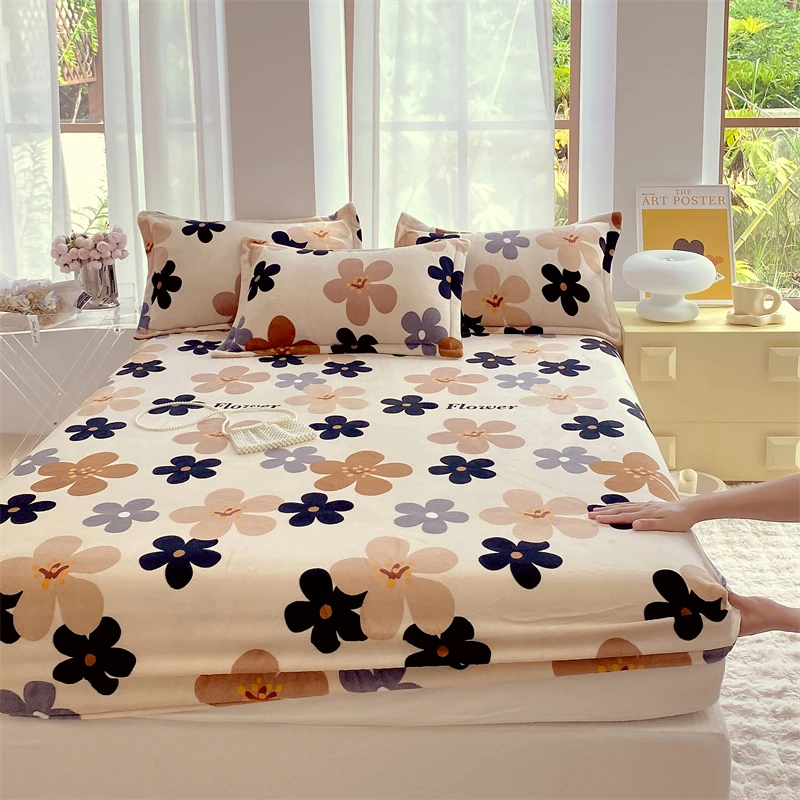 冬天牛奶绒床笠单件加绒加厚珊瑚绒床罩儿童学生宿舍床垫套床笠罩