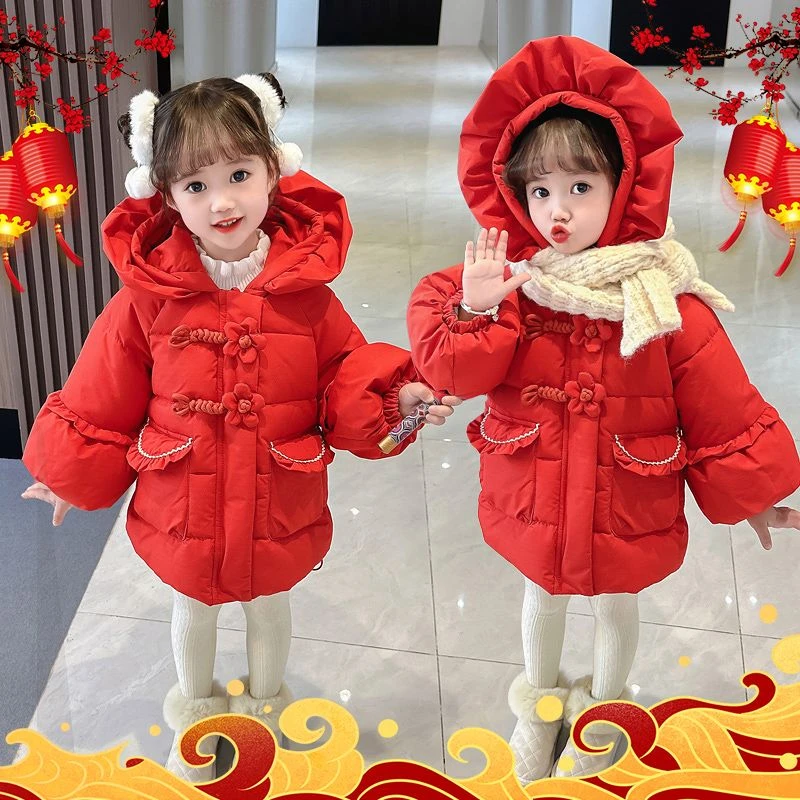 哆哆童装女童衣冬装新款儿童时尚洋气羽绒袄宝宝过年服拜年衣服