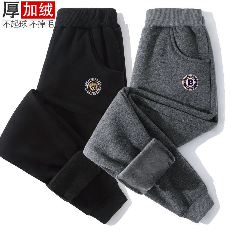 哆哆童装男童运动裤加绒薄绒厚裤子春秋季儿童保暖外穿一体绒中大