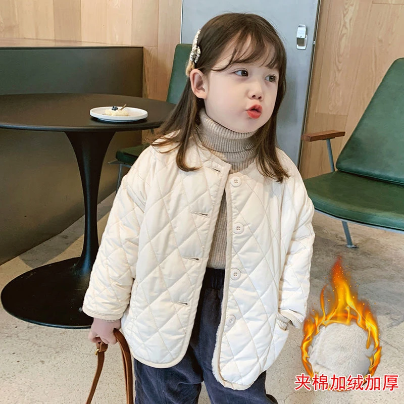 哆哆童装冬装女童韩版加绒外套宝宝冬装新款中小大童时尚服保暖衣