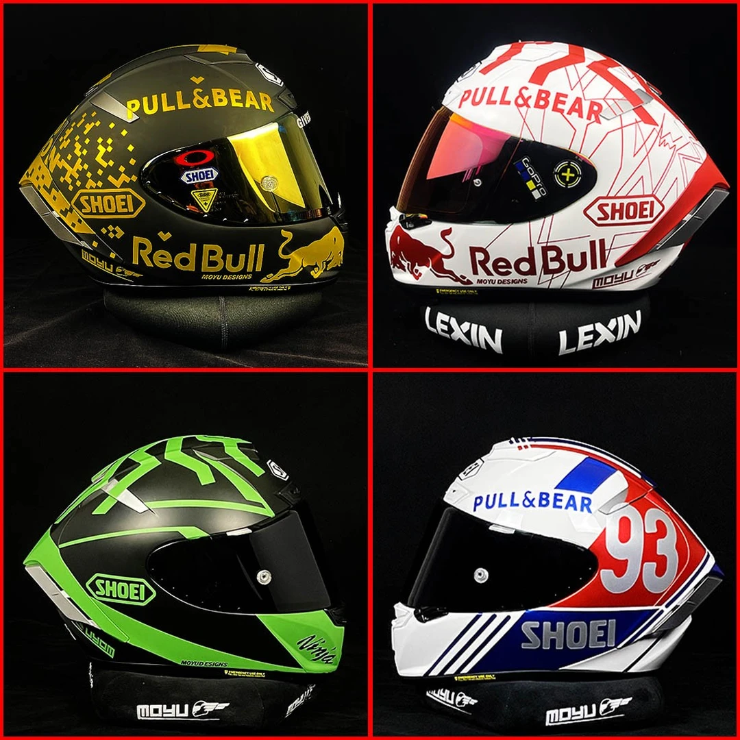 适用于SHOEI X14红蚂蚁版画冠军红牛DIY素盔头盔改装贴画贴纸