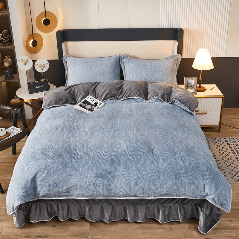 牛奶绒床上四件套冬季加厚珊瑚绒被套罩双面加绒法兰绒床单三件套