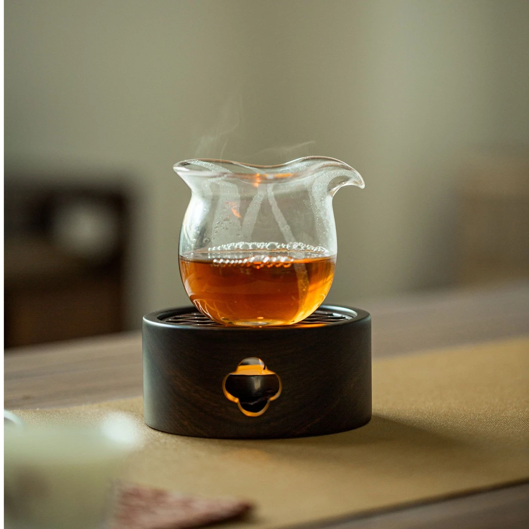 欧尼家黑檀木温茶炉暖茶器铜盖高档复古烤茶温茶器蜡烛加热底座