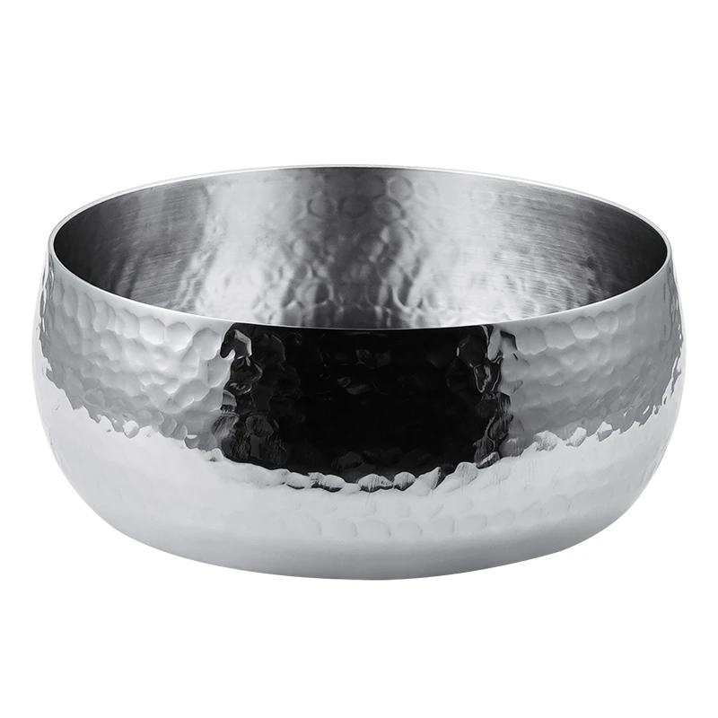 出丹麦（不锈钢手打锤纹晶钻冰碗）家有食品级冷面碗钵