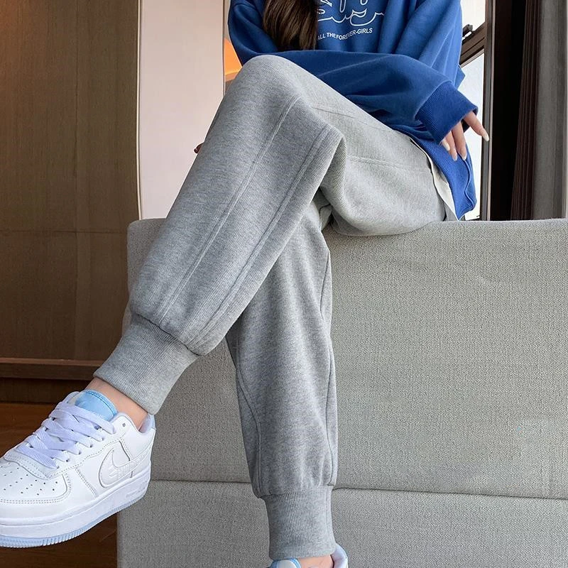 运动裤女春秋新款宽松百搭冬季加绒束脚裤男长裤卫裤休闲哈伦裤子