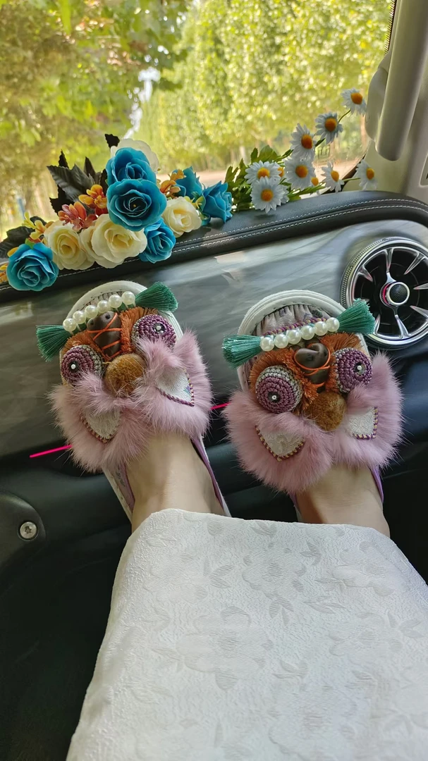 纳禧粉紫千层底汉服绣花鞋舒适透气国风时尚百搭手工虎头鞋女成人