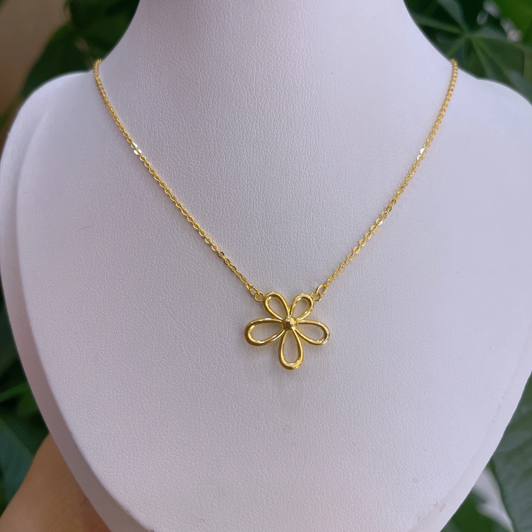 5G工艺足金999太阳花项链
