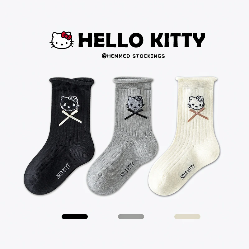 女童秋冬季中筒袜百搭ins潮袜宝宝儿童防臭不勒腿白色棉袜6-12岁