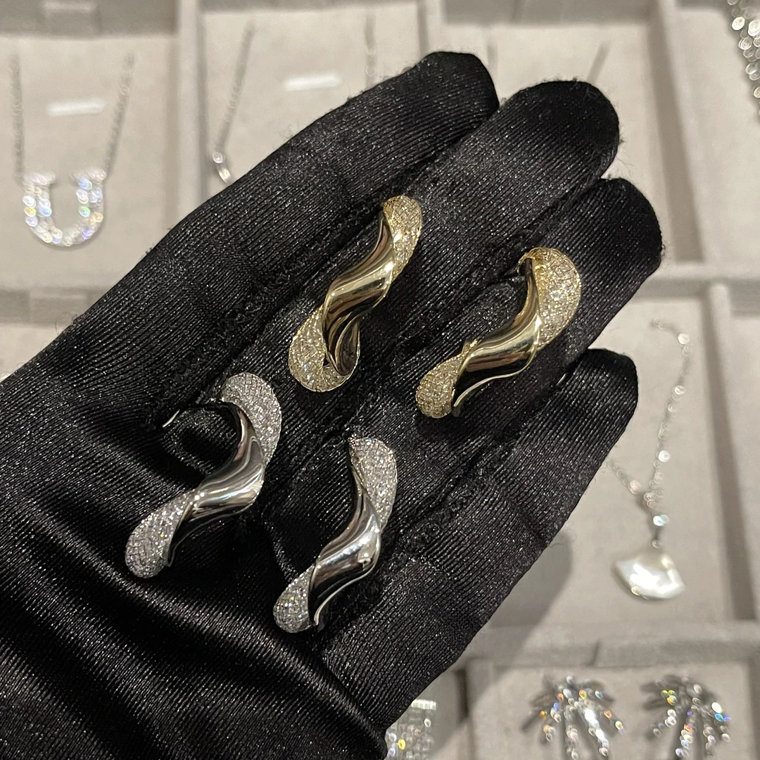 铜合金耳饰 时髦气质精致高级感不规则设计金属扭曲耳环TSL354