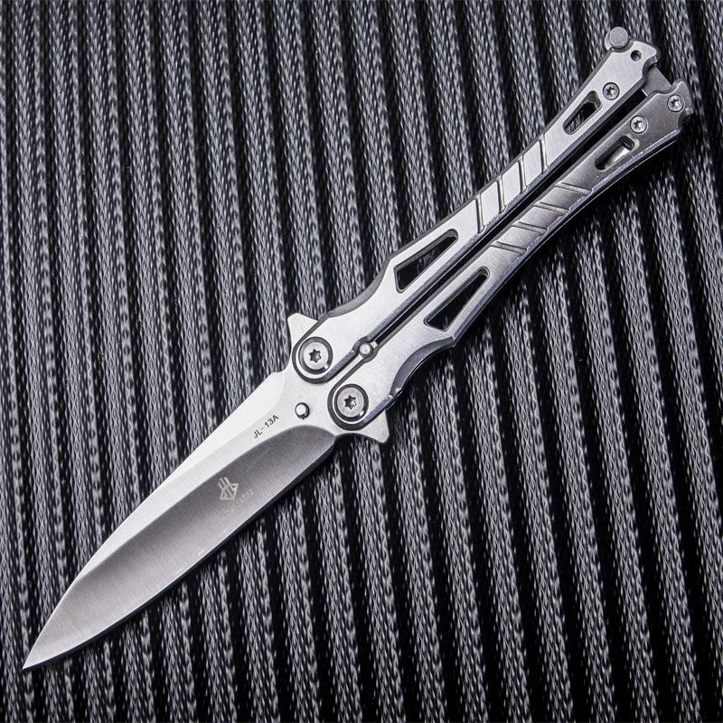 全新三代专业蝴蝶练习折叠甩手花式梳子全钢训练工具未开刃