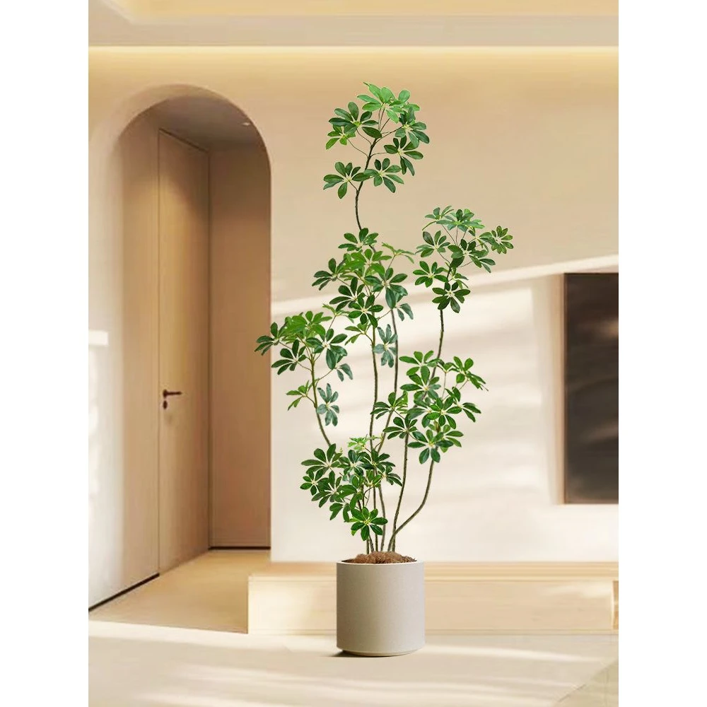 仿真绿植鸭脚木室内盆栽大型仿生植物假树轻奢客厅装饰花落地摆件
