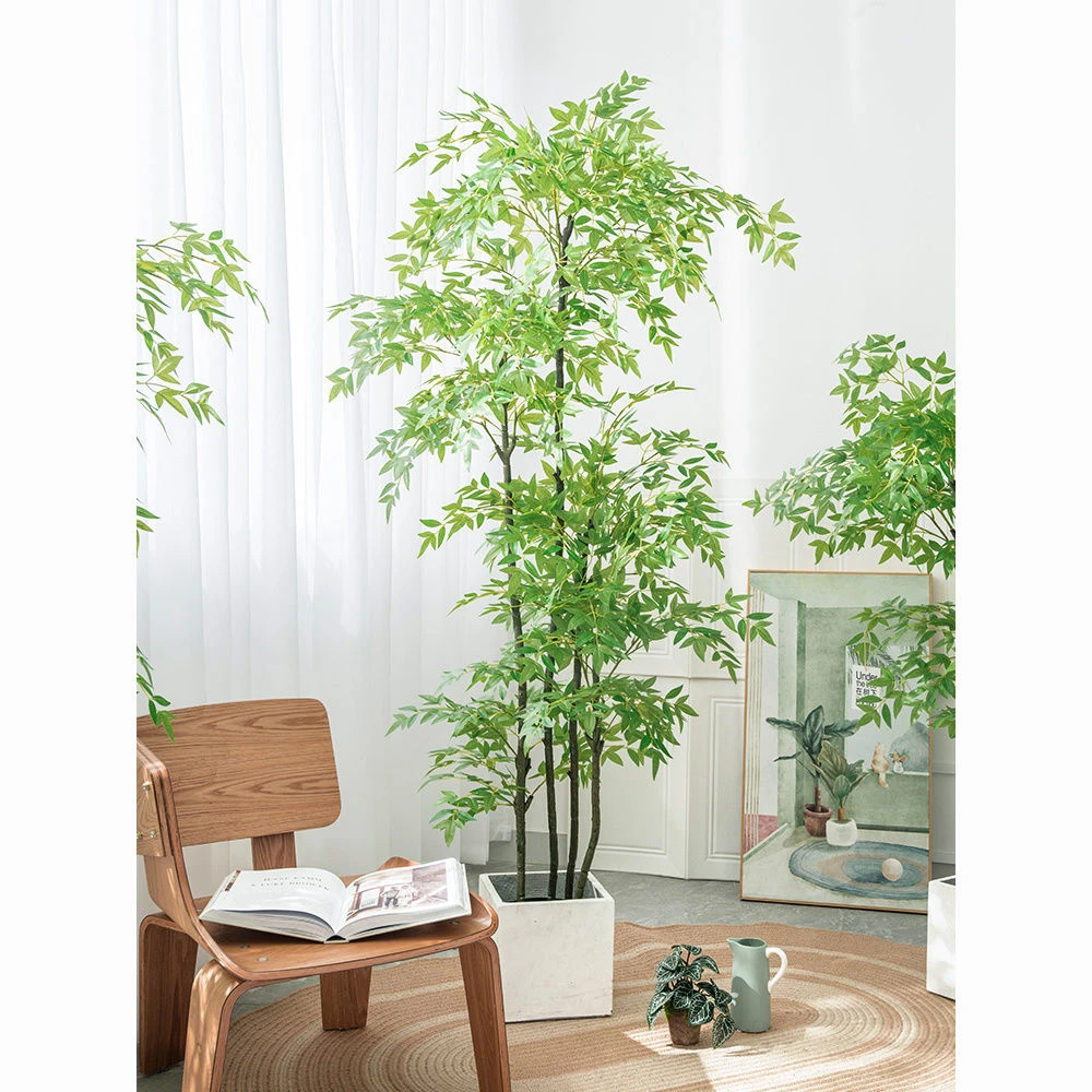 北欧绿植仿真南天竹落地盆栽绿植摆件客厅沙发边室内装饰假树