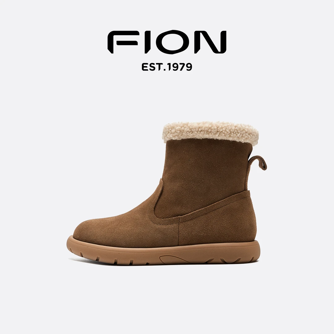 Fion/菲安妮女鞋2024年冬季新款雪地靴平底加厚加绒保暖百搭棉鞋