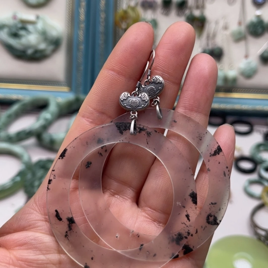 【闪购商品】蛇纹石玉耳饰未镶嵌