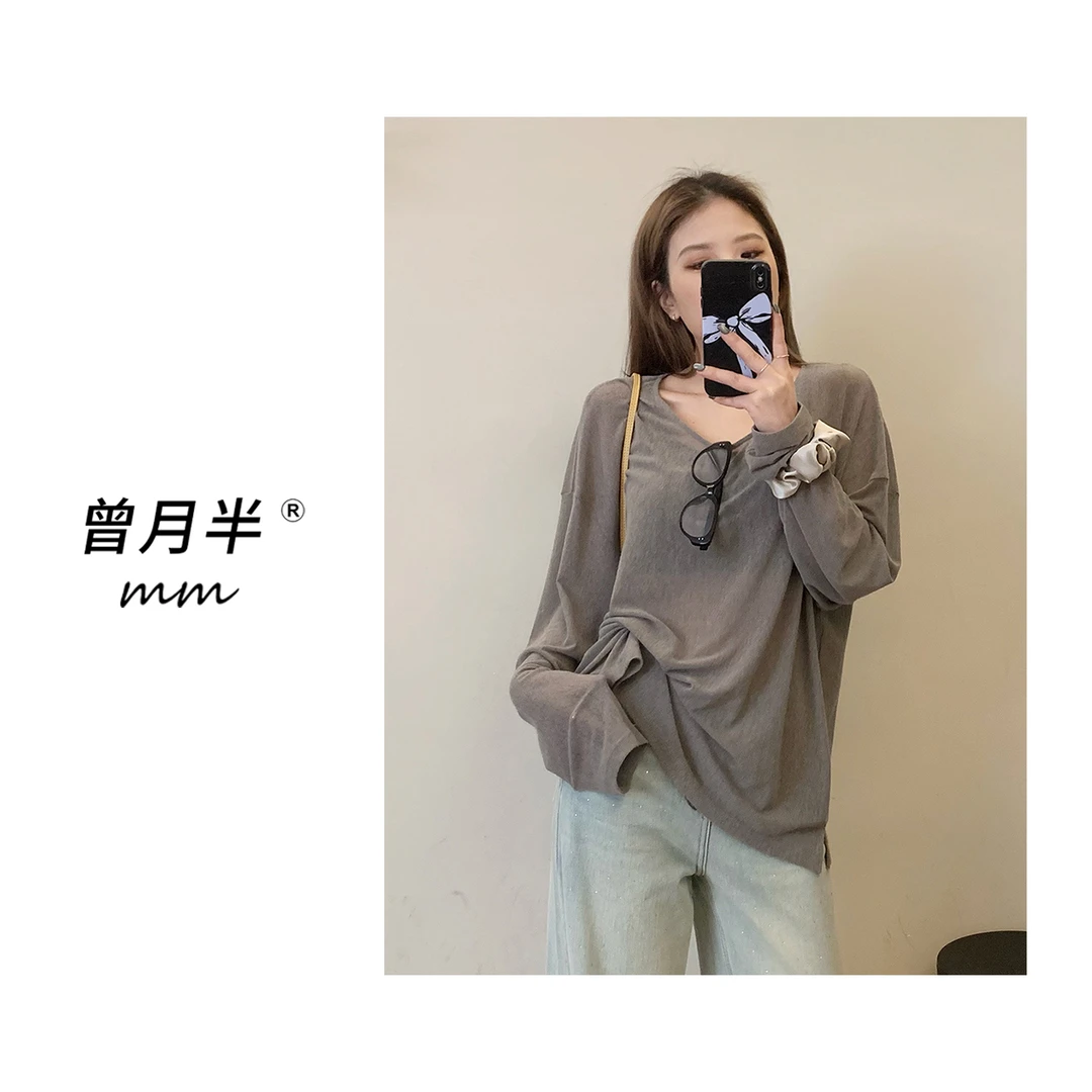 曾月半mm清仓《微透美学》慵懒宽松薄款防晒长袖衫！ZS588