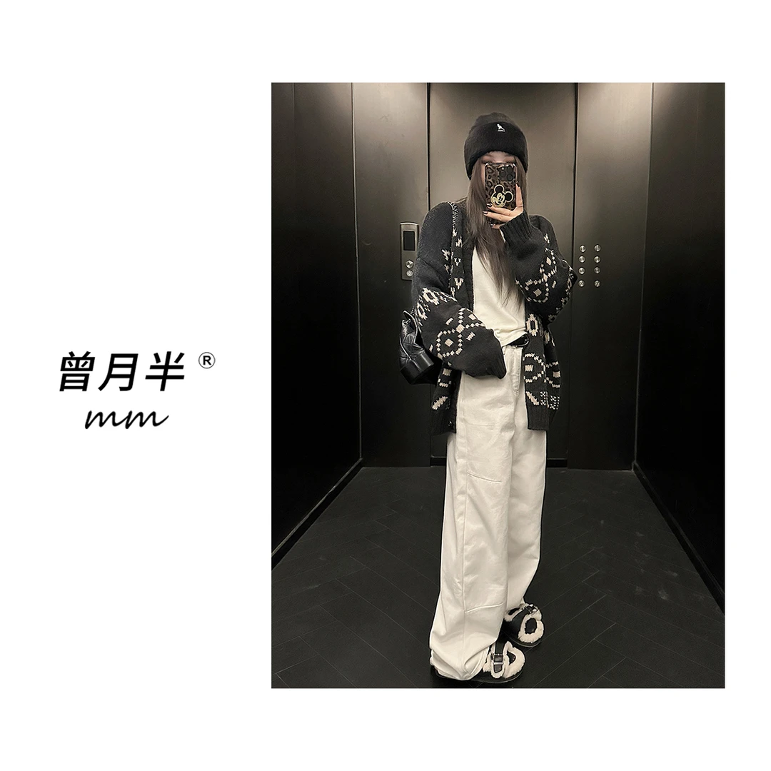 曾月半mm清仓《圣诞结》北欧费尔岛全羊毛图案大毛衣开衫！ZS891