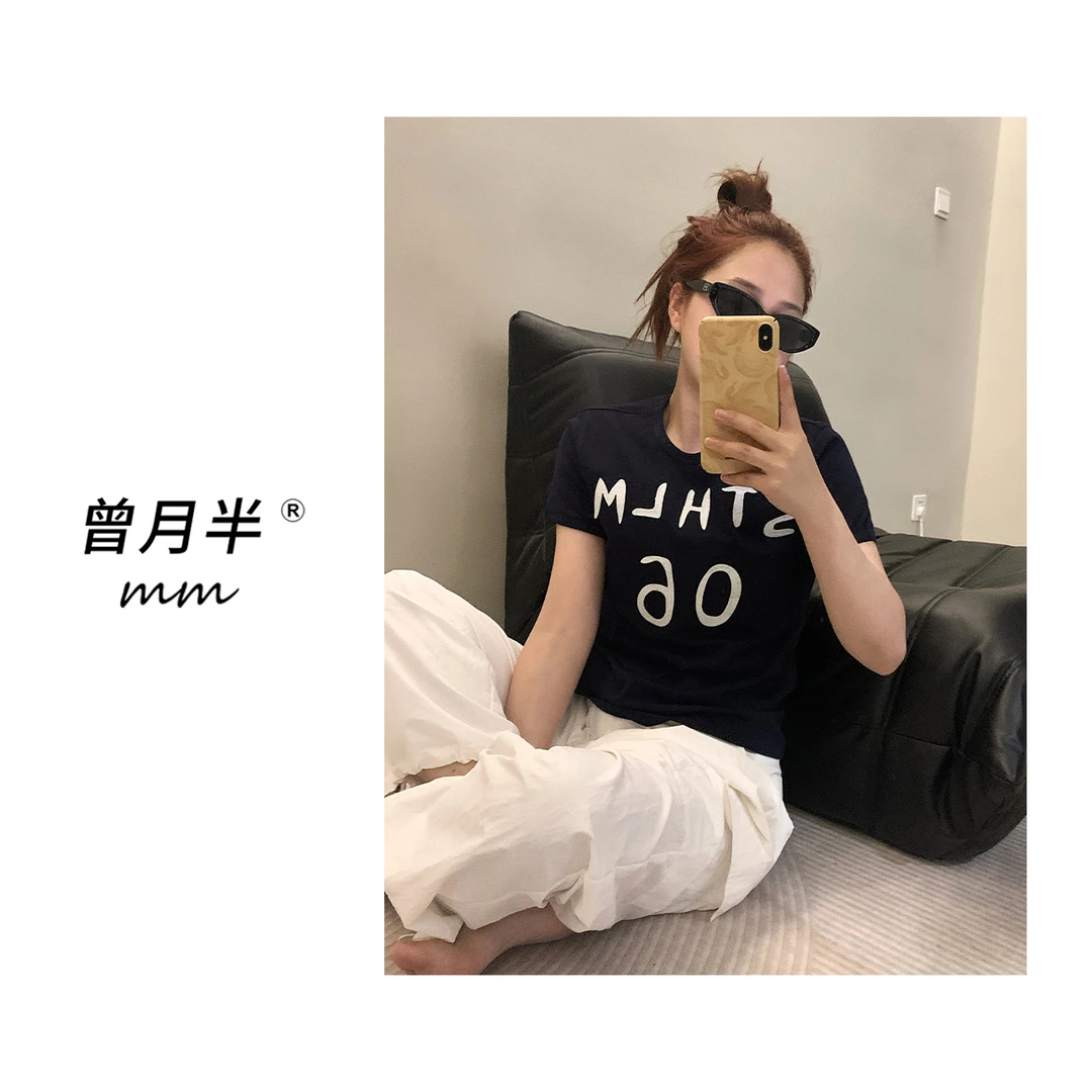 曾月半mm清仓《贴布绣短袖》童趣破维拼接字母精梳棉T恤!ZS622