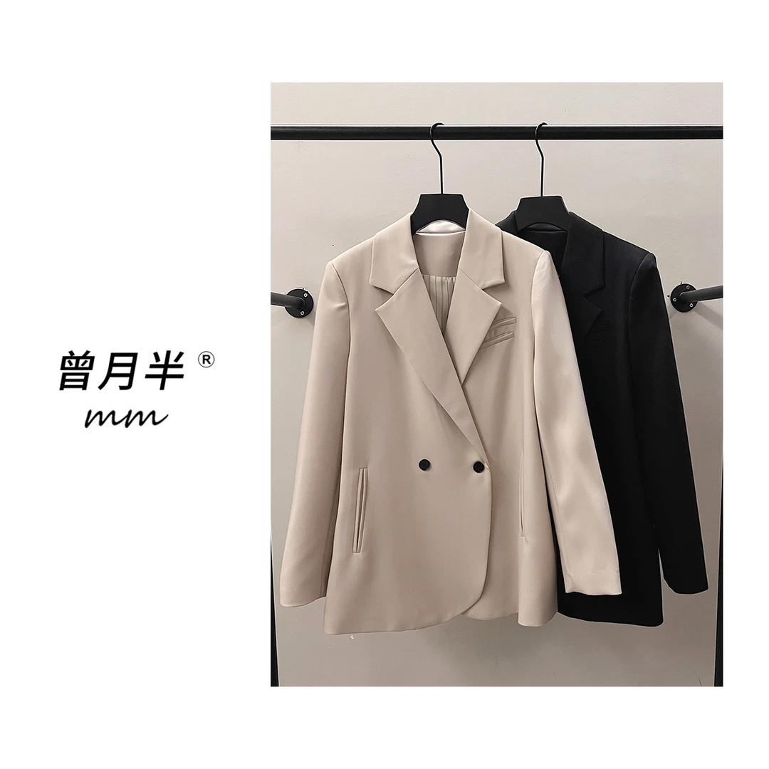 曾月半mm清仓廓形翻边撞色条纹西装外套！ZS673