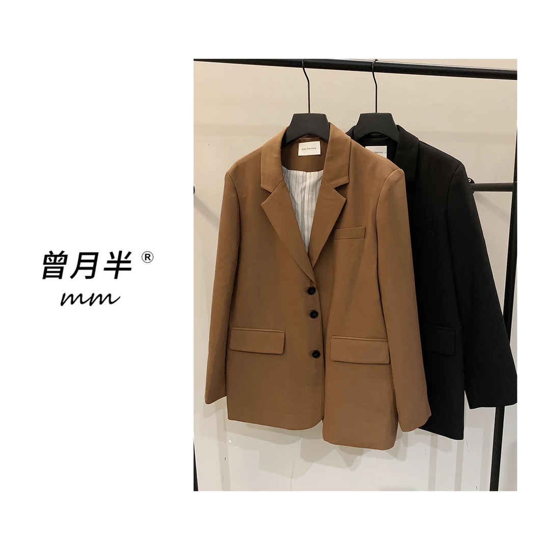 曾月半mm清仓！三粒扣复古垫肩西装外套ZS502！