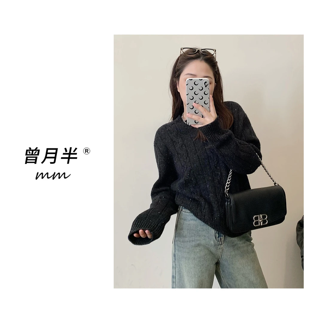 曾月半mm清仓《暗夜银河季》16支彩色点子纱全羊毛绞花毛衣！ZS419