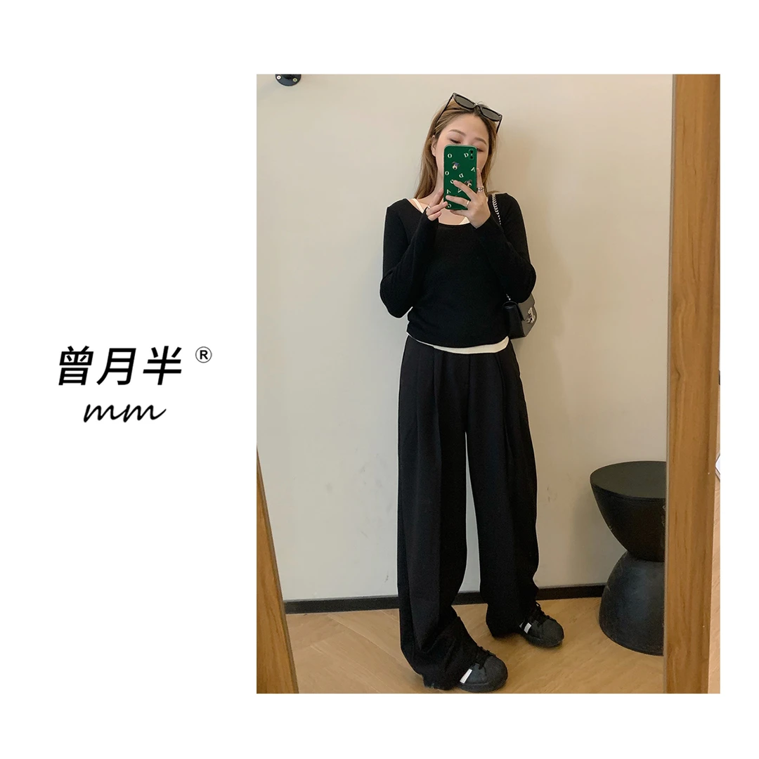 曾月半mm清仓《雅痞西裤》显瘦斜纹阔腿西裤！ZK93