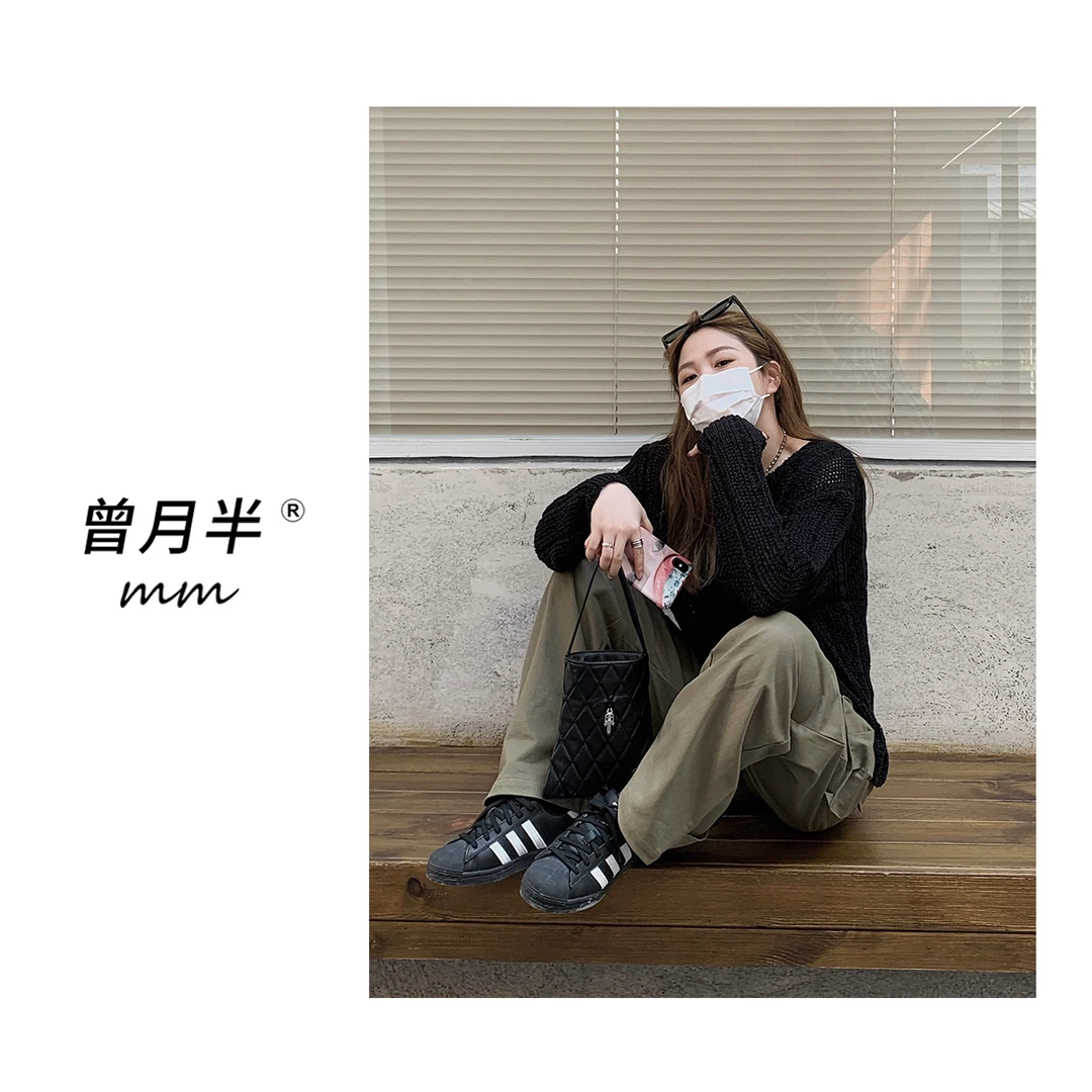曾月半mm清仓《秋日来信》带子纱粗针编织网感毛衣！ZS299秋季百搭