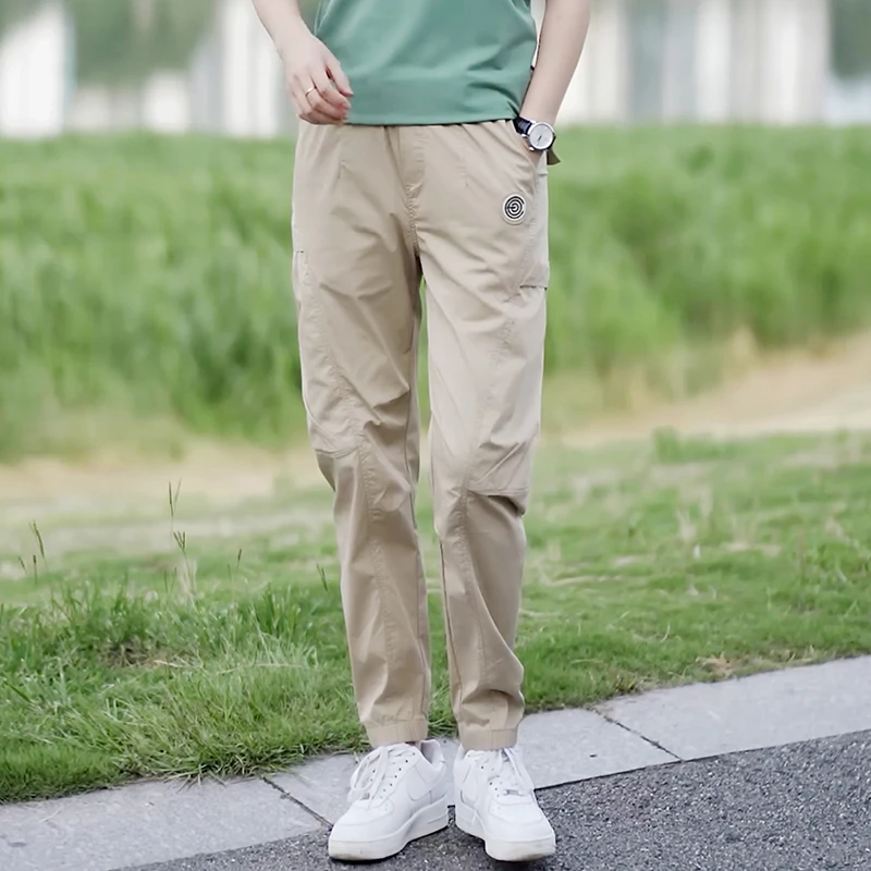 潮牌休闲工装裤女春秋薄款2025新款男女同款美式户外哈伦束脚裤子
