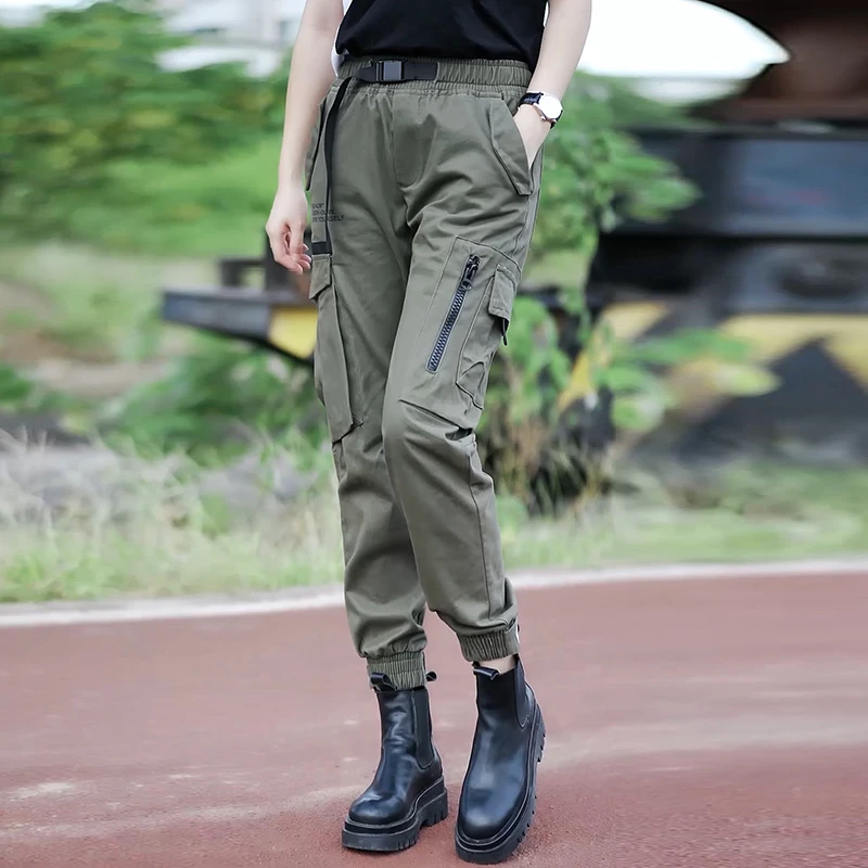 潮牌大口袋工装裤女爆款2025春秋新款宽松户外登山百搭束脚休闲裤