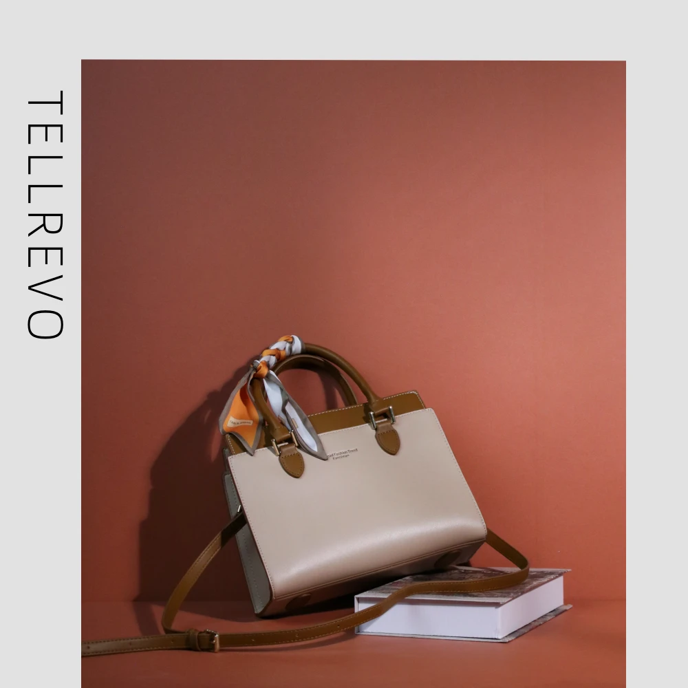 官网Tellervo轻奢手提包百搭软皮多用单肩包女士斜挎包拼色休闲包