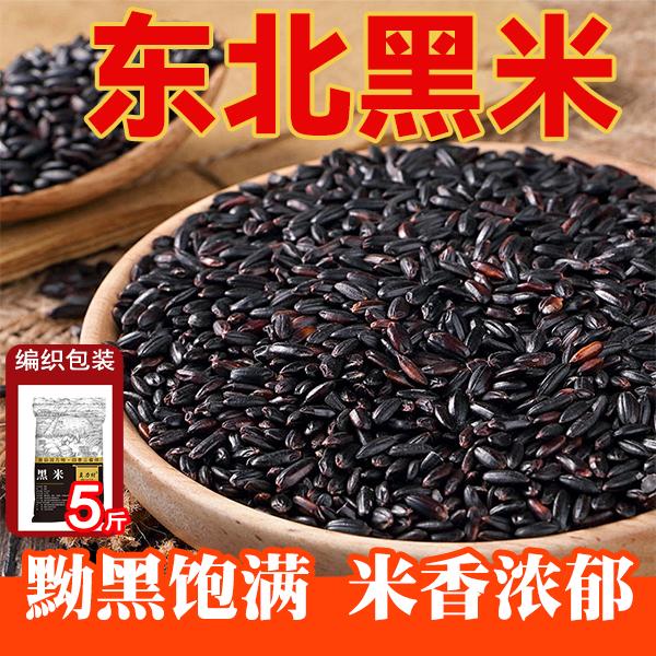 新米5斤黑米 农家自产黑香 区米五谷杂粮黑大米H