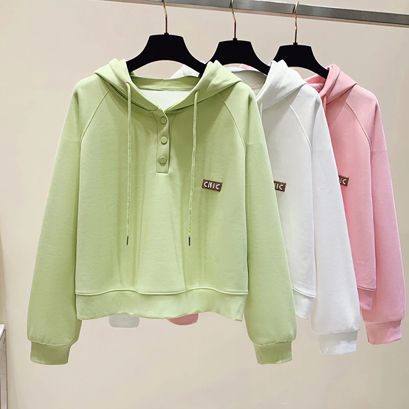 秋冬新款女生青少年初中高中连帽长袖T恤卫衣女打底衫学生连帽衫