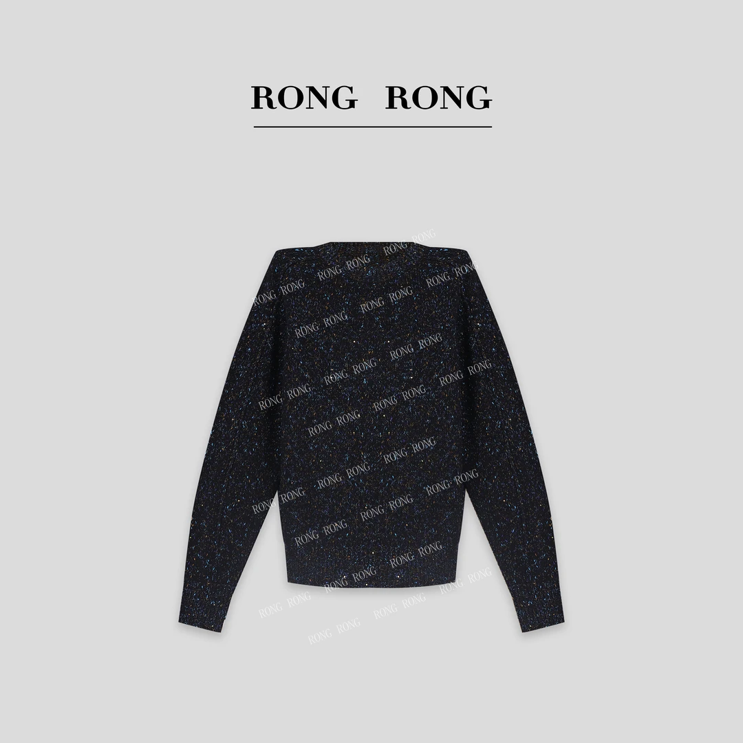 溶溶【简系暖秋】RONGRONG 绵羊毛锭纺彩点花纱毛衣 8023