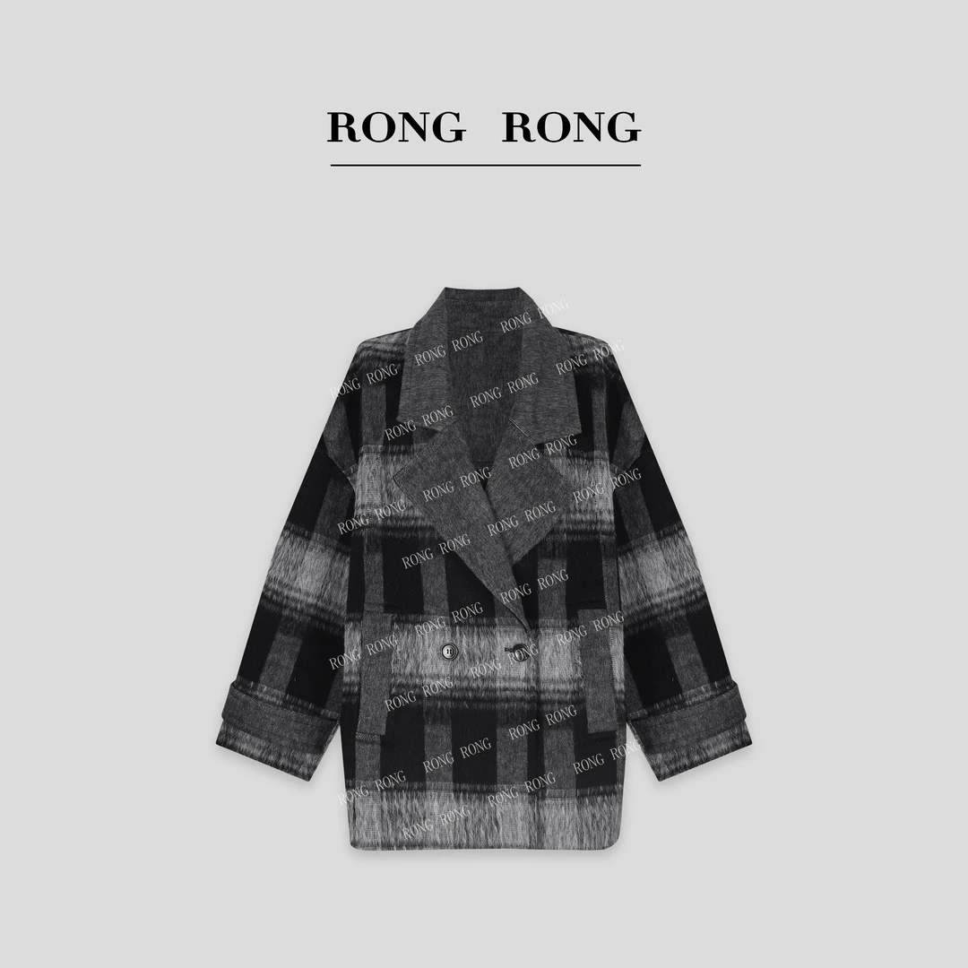 溶溶【屿墨格调】RONGRONG  绵羊毛羊驼毛混纺英伦风大衣H-B8965903