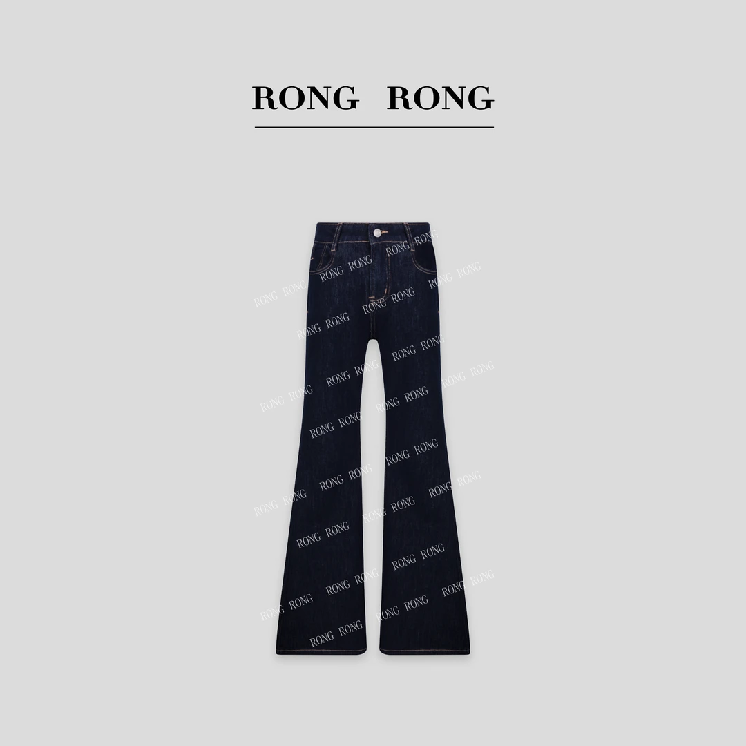 溶溶W【迟暮蓝海】RONGRONG  水洗显瘦修腿喇叭裤31695-8.4 K001