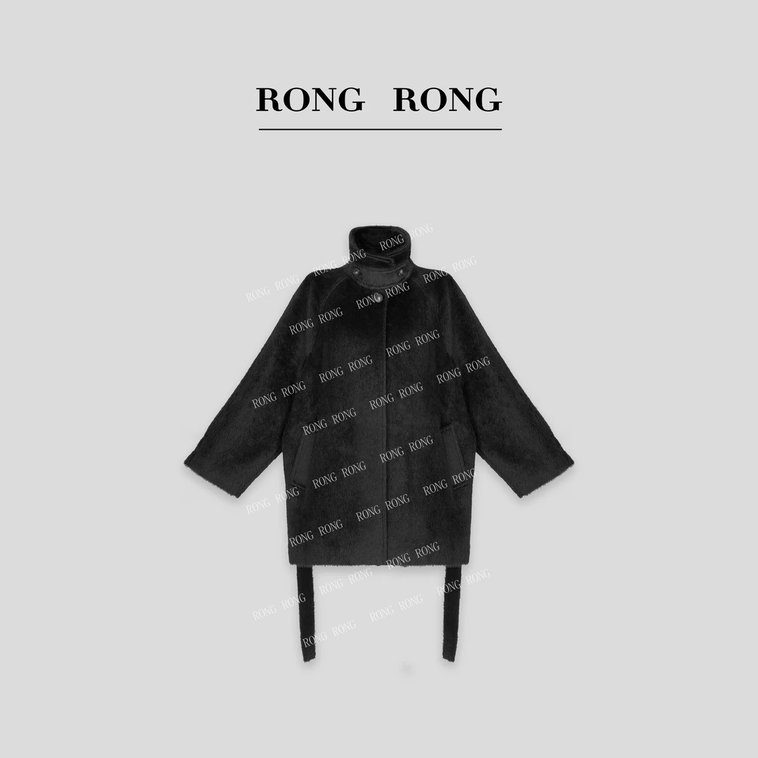 溶溶【优雅新风】RONG 苏丽羊驼毛绵羊毛混纺保暖羊绒大衣 W5116-3