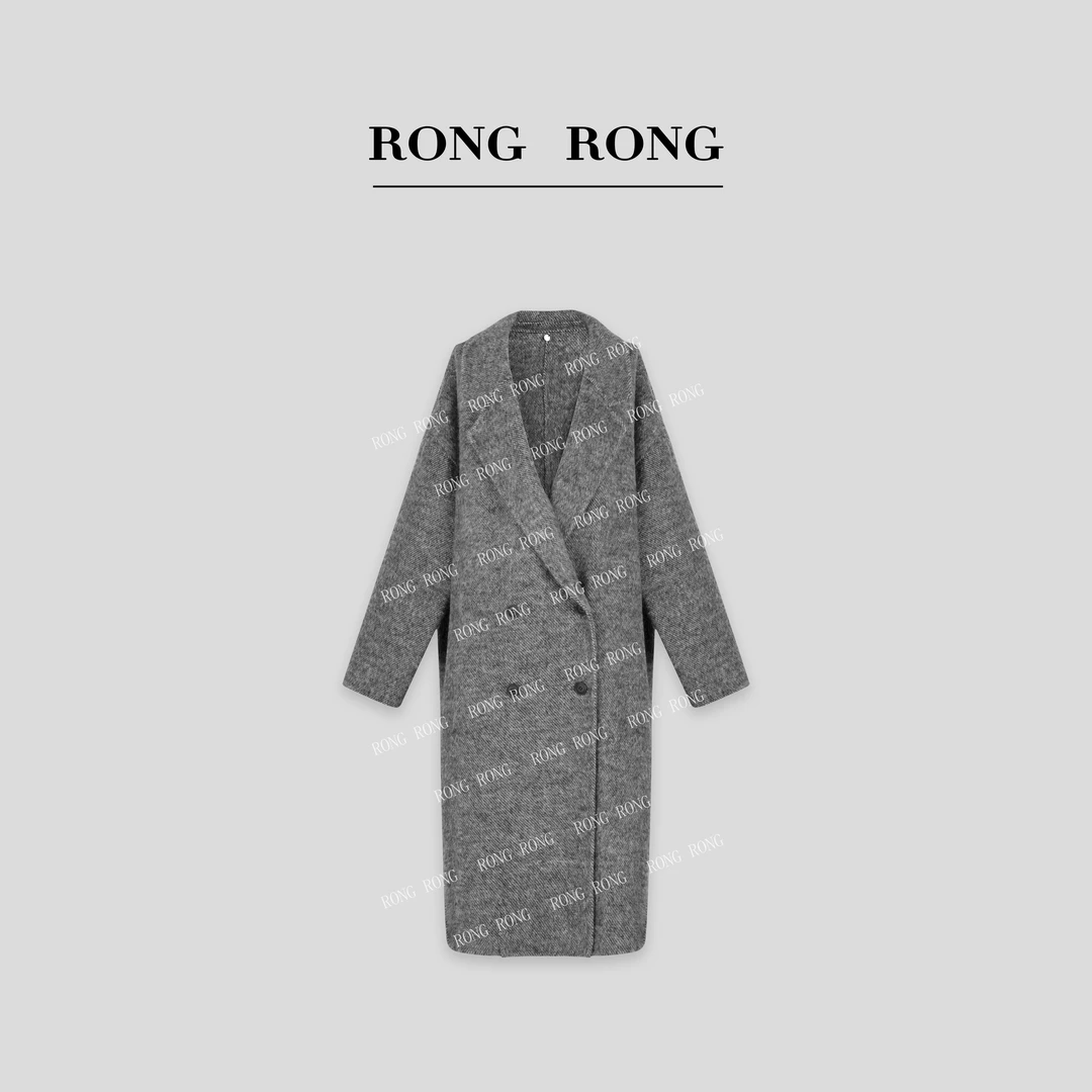 溶溶T【意欢灰调】RONGRONG  绵羊毛羊驼毛休闲气质时尚大衣 303503