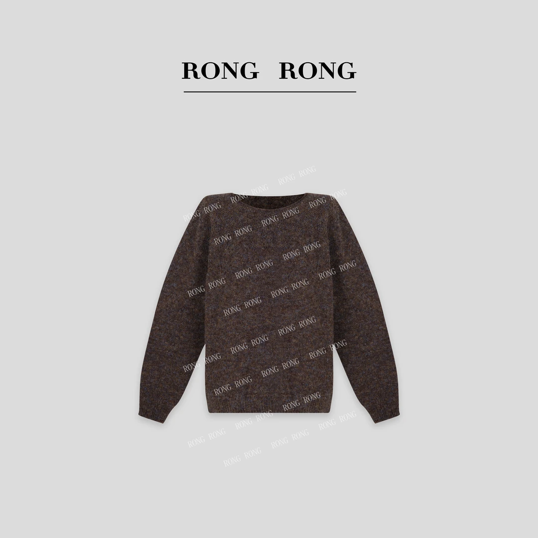 溶溶w【复古温柔】RONG  绵羊毛花纹领宽松长袖针织衫8969-7.18S001