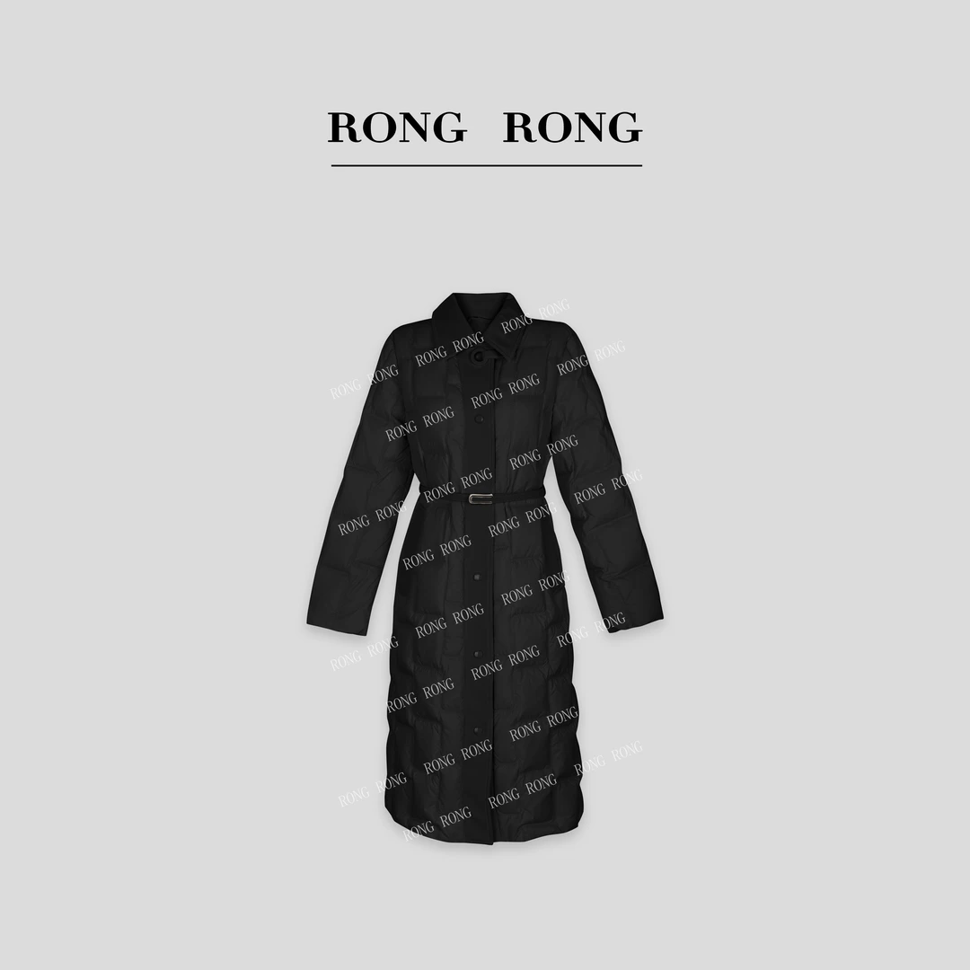 溶溶【巴黎女人】RONRGONG 90白鸭绒轻盈保暖斜纹长款羽绒服RR8155