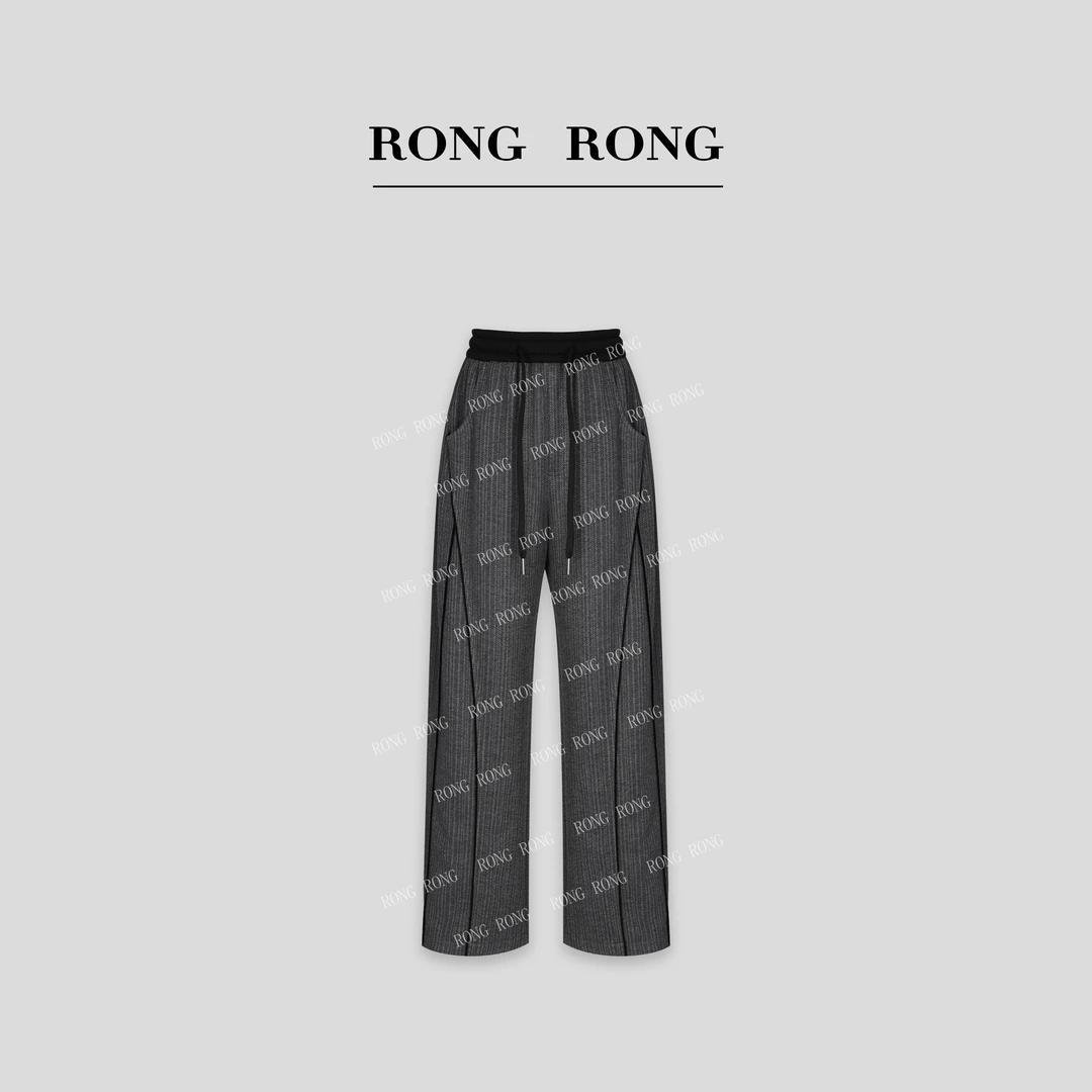 溶溶【灰星别月】RONGRONG 绵羊毛撞色拼接舒适显瘦弯刀裤C-S210656